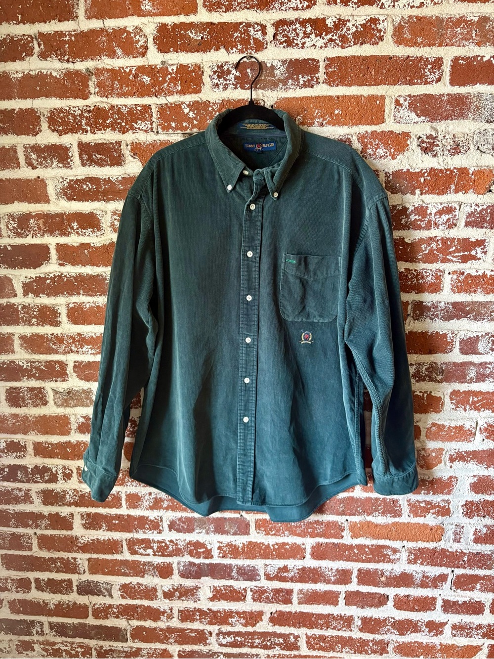 90s Tommy Hilfiger Golf Dark Green Corduroy Button Down Shirt